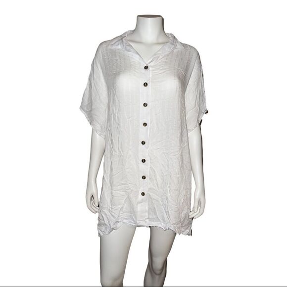 Dotti Royal Belize Shirtdress Swim Cover Up White Small NWT - Picture 2 of 7